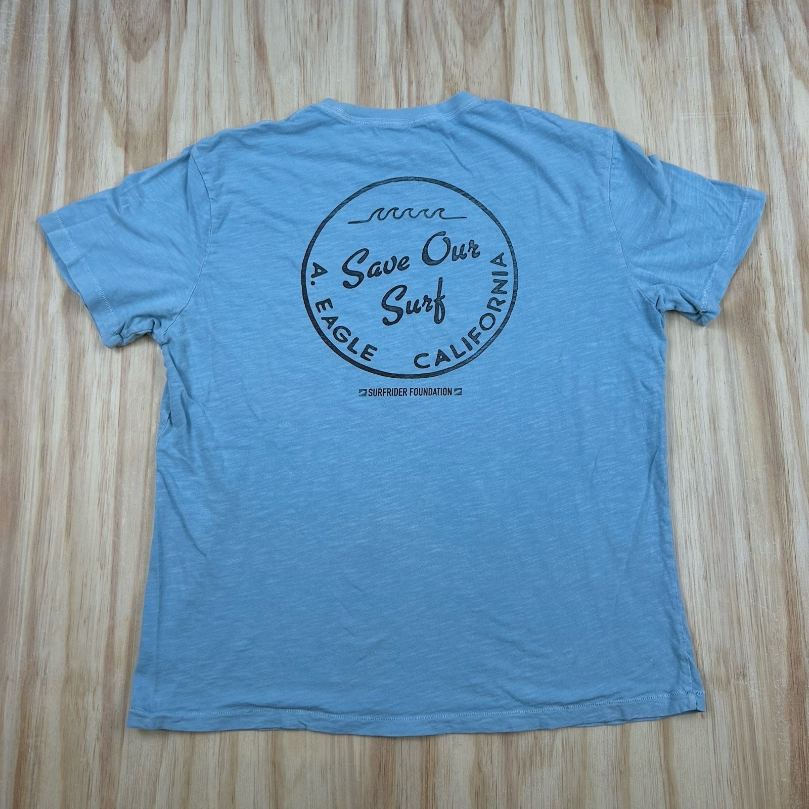 American Eagle Surfrider Foundation Save Our Surf Graphic TShirt Blue Large